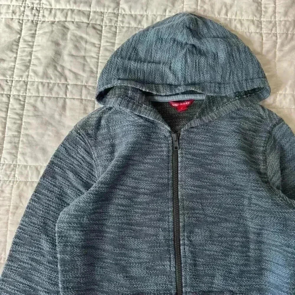 Union bay grunge blue gray zip up hoodie sweatshirt long sleeve youth medium - Picture 3 of 6